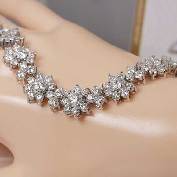 Certified Flower Moissanite Tennis Bracelet 925 Sterling - Picture 1 of 5